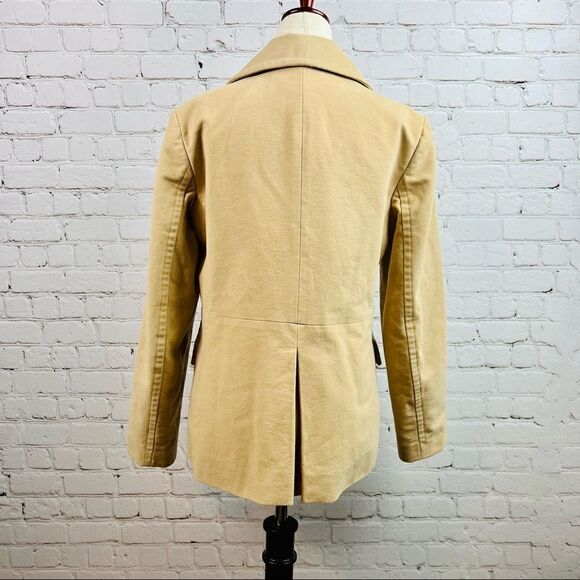 Y2K Gap Classic Tan Academia Blazer Double Breast Notch Collar Lined Jacket - Picture 5 of 14